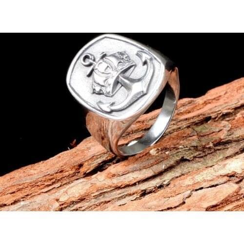 New Retro Viking A nchor Crown Pattern Ring Mens Ring Fashion Vintage Metal Silver-Plated Ring Accessories Party Jewelry