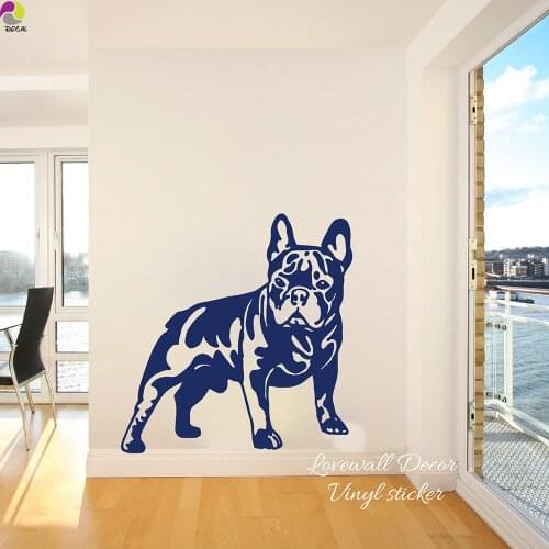 Cartoon French Bull Dog Wall Sticker Baby Nursery Kids Room Cute Dog Animal Wall Decal Bedroom Living room Vinyl Home Decor Art