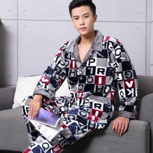 2016 New Coming Men Robe Sets Autumn Winter Warm Robe Set