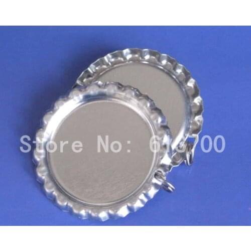 Wholesale 1000 pcs/lot Sliver colored Flattened Chrome Bottle Caps bottlecaps Linerless with HOLE and Ring For DIY Crafts