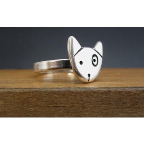 Wholesale New Trendy Bull terrier Ring Gold Silver Color Fashion Promose Rings For Women Girl World Of Warcraft Overwatch Aros