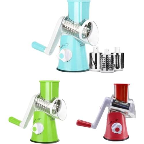 Vegetable Cutter Round Mandoline Slicer Potato Carrot Grater Slicer with 3 Stainless Steel Chopper Blades Kitchen Tool