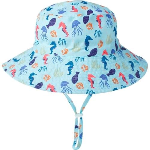 Toddler Baby Kids Summer Hats Boys Girls Cartoon Floral Printed Bucket Hat Outdoor Sun Protection Beach Hat Children Sun Cap