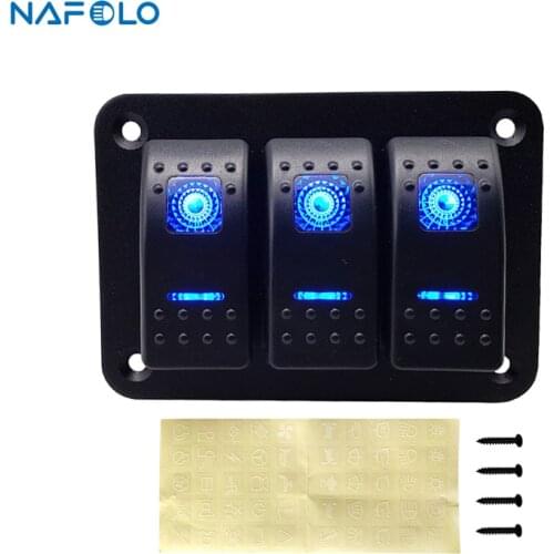 3 Gang LED Rocker Switch Panel 12V Car Boat Light Toggle Circuit Breaker For Car Truck Caravan Automobile Marine Boats