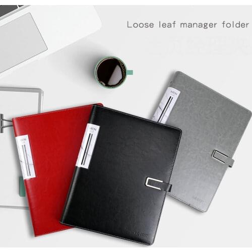 4 Ring Leather Binder Organizer A4 Padfolio Document Organizer Multifuncional Business Leather Folder For Documents
