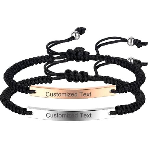 Hand-Made Braided Rope Couple Bracelets Customized DIY Bar Bracelet for Men Woman Sister Anniversary Birthday Gift