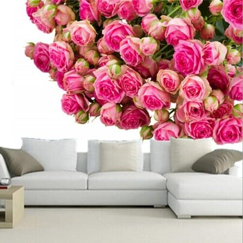 The custom 3D murals,3d roses Many Pink color Flowers wallpapers papel de parede,living room sofa TV wall bedroom wall paper