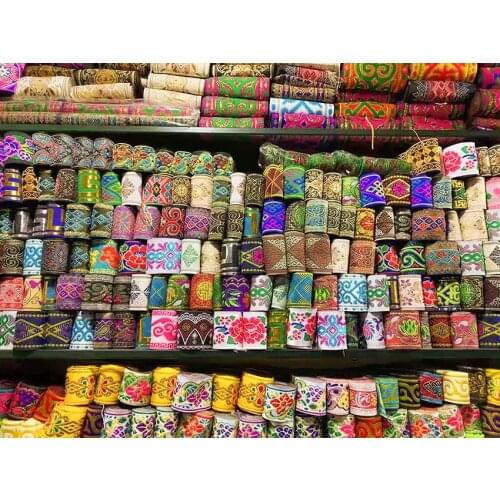 Sell 100 Mixed 2" 5CM 3Yards/LOT Ethnic Embroidery Polyester Woven Ribbon with Various styles for DIY Sewing Fabric Accessories