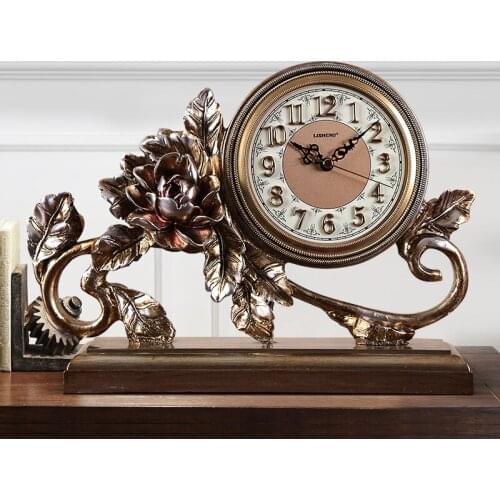 LUXURY EUROPEAN TABLE CLOCK VINTAGE CREATIVE LIVING ROOM SILENT ALARM CLOCK DESKTOP RELOJ DIGITAL DE MESA HOME DECOR DA60ZZ