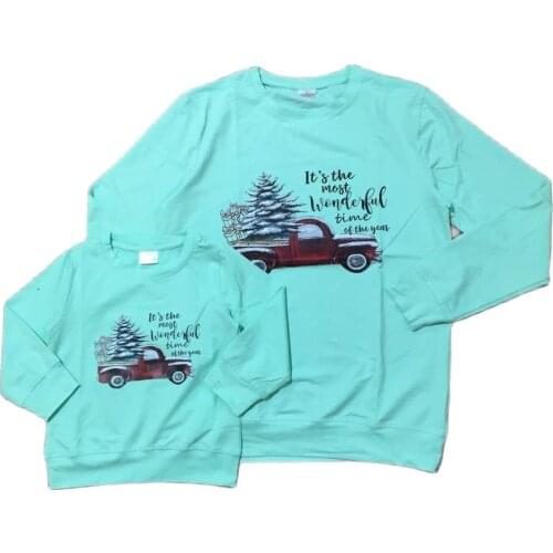 Girlymax Christmas Baby Girls Mommy &me Solid Mint Boutique Top T-shirts Kids Clothing Long Sleeve Sweatshirt