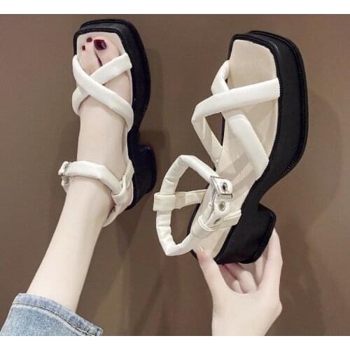 WomenS Sandals Buckle Strap Woman Beach Shoes Ladies Casual Sandals Female Shoes Fashion Brand Flat Leather Sandals Women Shoes