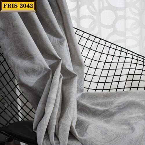 Wood Grain Cotton and Linen Curtains, High-precision Jacquard Curtains, Shading Finished Curtains for Living Dining Room Bedroom