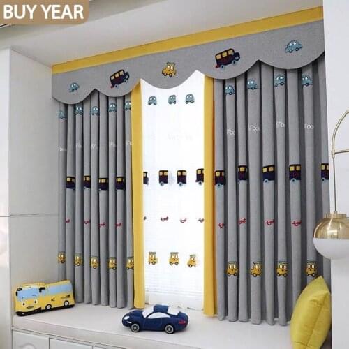 Nordic Curtains for Living Dining Room Bedroom Childrens Room Curtain Cartoon Window Tulle Curtains Car Curtain Bedroom Curtain