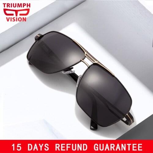 TRIUMPH VISION Big Frame Metal Black Male Driver Sunglasses Men Hollow Design Shades Polarized Lens Gafas de sol New Oculos