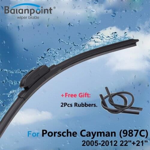 Wiper Blades for Porsche Cayman (987C) 2005-2012 22"+21", 2pcs Wipers + 2pcs Rubbers, Best Car Accessories