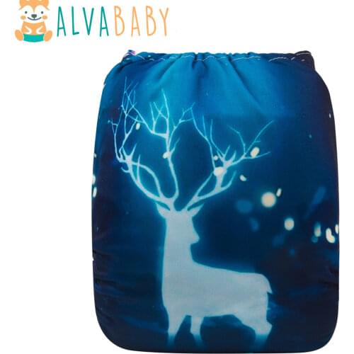 ALVABABY Cloth Diapers Baby Positioned Cloth Nappy with 1pc Microfiber Insert