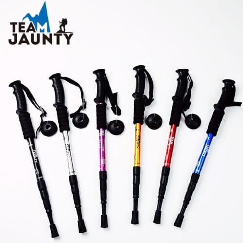 Outdoor Travel Four-section Straight Shank Trekking Pole High-intensity Trekking Cane Walking Stick For The Elderly -40