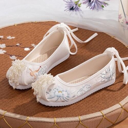 Vintage Womens Cotton Flower Embroidery Shoes Ladies Casual Chinese Style Comfortable Soft Ballerina Shoes Sapatos Femininos