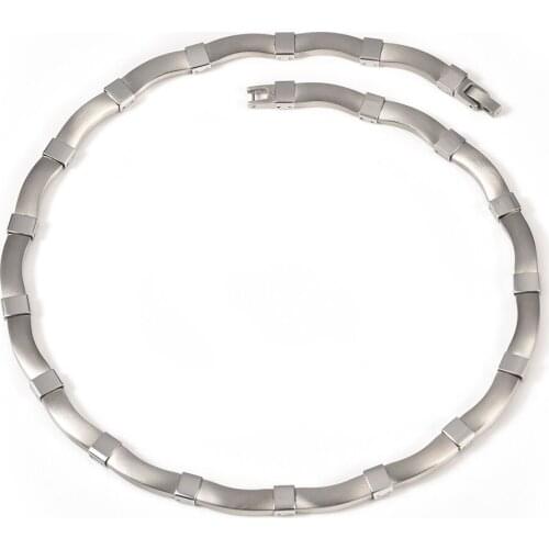 Wollet Jewelry Simple Style Metallic Color 316L Stainless Steel Necklace Pendant for Women Men 5 in 1 Health Care Bio Magnet