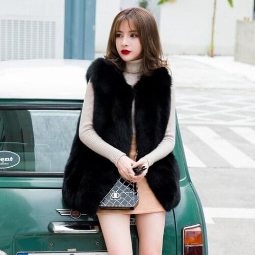 New Women Clothes Real Coat Winter Warm Full Pelt Fox Fur Vest Vintage Sleeveless Jacket Manteau Femme Hiver ZL612