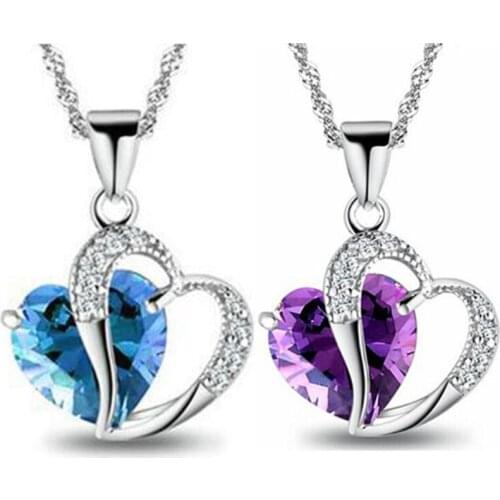 Women Heart Crystal Rhinestone Chain Pendant Necklace Shellhard Heart-shaped Zircon Necklace Female Statement Jewelry