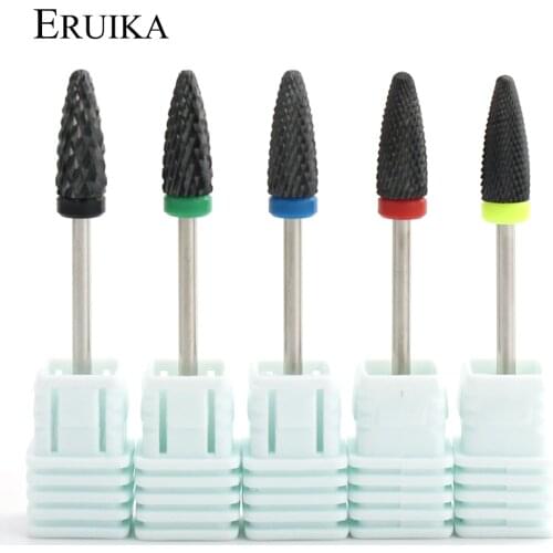 ERUIKA 1PCS Black Ceramic Nail Drill Rotary Burr Electic Machine Bits Milling Cutter for Manicure Pedicure Drill Accessories