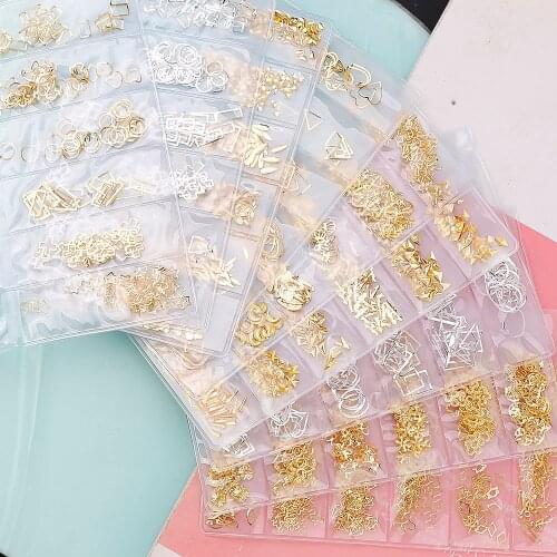 1 Pack Mixed 3D DIY Hollow Metal Frame Nail Art Decorations Gold Rivet Manicure Accessories DIY Shell Slider Nail Studs