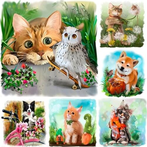 5D DIY Animal Diamond Painting Cats and Dogs Diamond Embroidery Cross Stitch Full Square Round Drill Manual Art Gift Home Decor