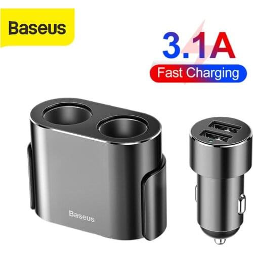 Baseus 3.1A Quick Charging Dual USB Car Charger 2 in 1 Cigarette Lighter Universal Phone Charger Adapter Usb Car Quick Charger