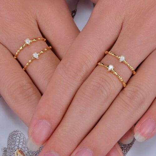 Caimao Solid 14K Yellow Gold Natural 0.07ct H VS2 Pear Shape Diamond Engagement Exquisite Small Ring