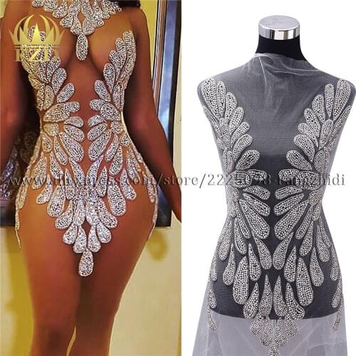 FZD 1 Set Fashion Rhinestone Crystal Stone Patches and Rhinestone Crystal Dress stone for Wedding Dresses Patch Evening Dresses