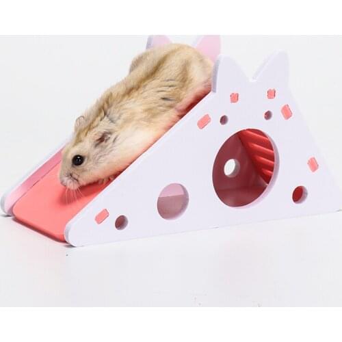 Hamster Hideout Cute Hamster Exercise Toy Wooden House with Ladder Slide for Guinea Pig Accessories Cage