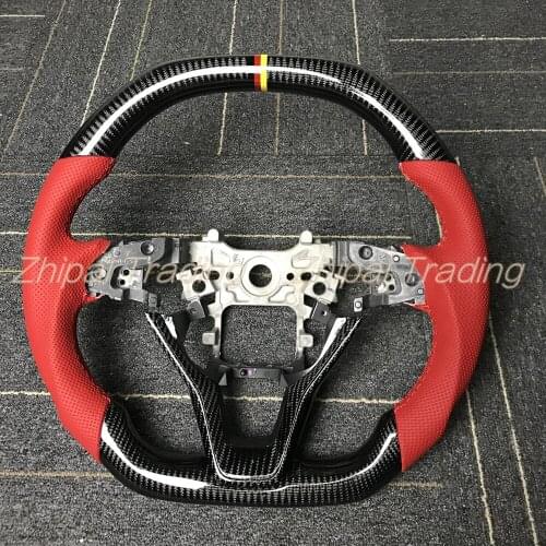 Customized carbon fiber Steering Wheel For Tenth-Gen Honda Accord 10th with Red Perforated leather Steering Wheel replacement