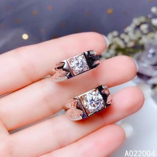 KJJEAXCMY fine jewelry 925 sterling silver inlaid Mosang Diamond gemstone men ring trendy support detection