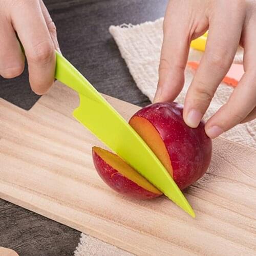 3pcs Kid Plastic Kitchen Knife Safety Cooking Cutting Bread Salad Cake Fruit Knife Set Vegetables Paring Cutter