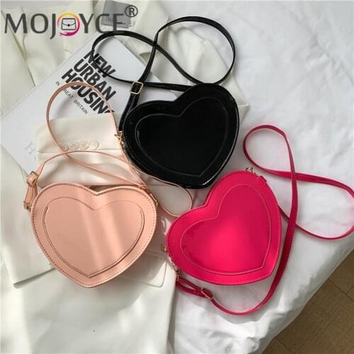 Retro Love Heart Shape Small Purses Casual All-match Women PU Leather Shoulder Crossbody Bag Portable Solid Color Zipper Handbag
