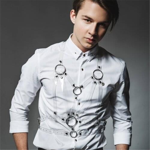 Fetish Men Exotic Tops Gay Chest Harness Belts BDSM Gay Adjustable Body Harness Lingerie Erotic Gay Clothing for Rave Party Club