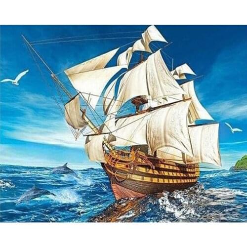 Needlework 5D Diy Diamond Embroidery Diamond Painting Set Sailboat Cross Stitch Diamond Mosaic Home Decor Painting Handmade Gift