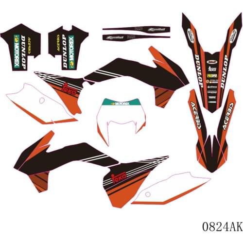 Full Graphics Decals Stickers Motorcycle Background Custom Number For KTM EXC XCW XCFW 125 250 300 350 450 2014 2015 2016