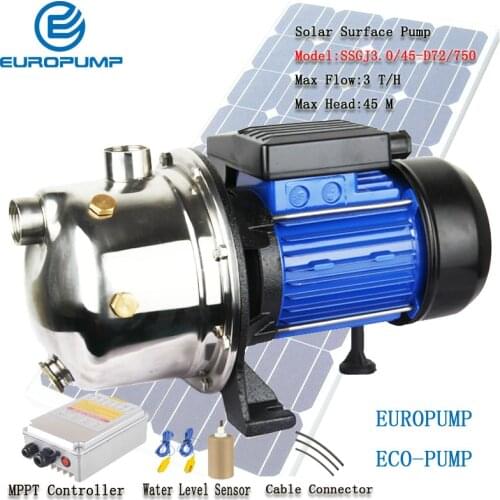 EUROPUMP Free Shipping Solar Pump 1HP Max Lift 45M Max Flow 3T/H Solar Water Pump Solar Self Prime Pump MODEL SSGJ3.0/45-D72/750