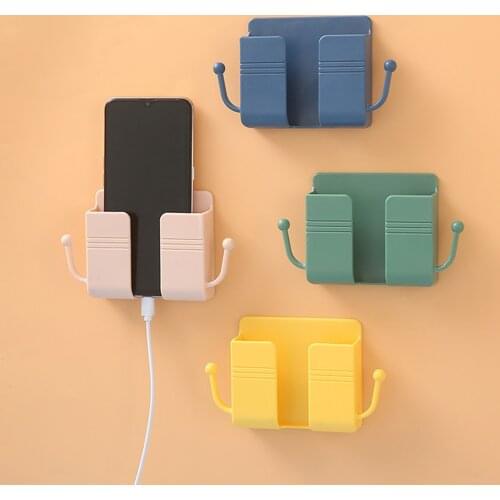 1PC Wall Mounted Storage Box Remote Control Organizer Case Mobile Phone Plug Charging Holder Rack Multifunction Stand For Home