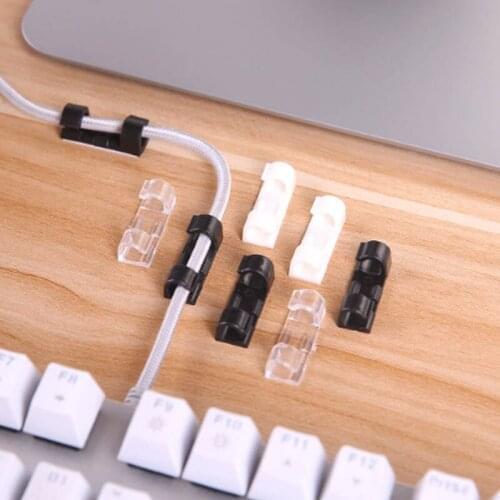 Desk Organizers USB Cable Plug Cable Winder Protector Ties USB Cable Organizer Self-adhesion Wire Cord Cable Clip Plastic