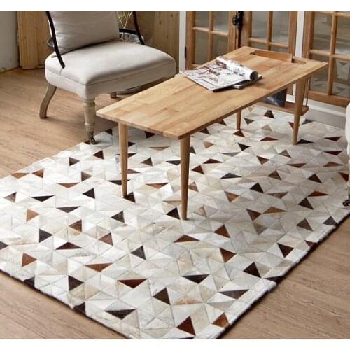 2018 New Hand Stitching Cowhide Rectangle Carpets, The Sitting Room The Bedroom Rugs,Sofa Geometric Custom Large Carpet