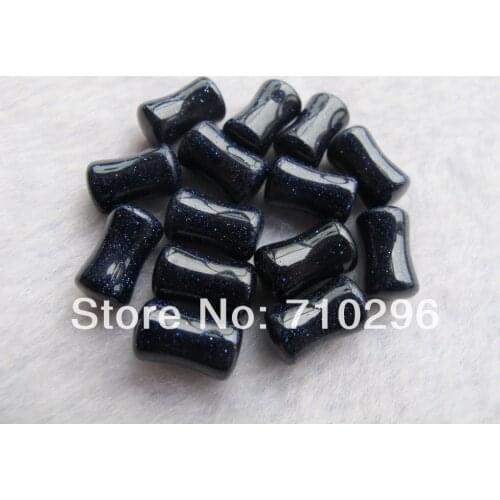 New arrived 6.5x10mm Blue sand stone plugs body jewelry ear flesh tunnel plug natural stone plugs