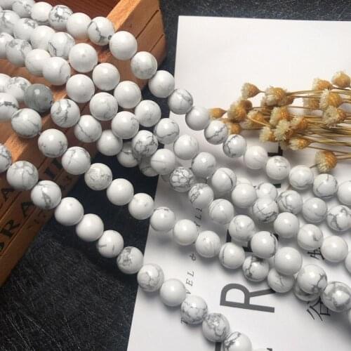 Factory Wholesale Natural Stone White Turquoises Round Beads 15.5" Pick Size For DIY bracelets bangles Jewelry Making 4-12 MM