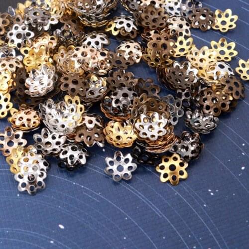 Wholesale 10000pcs Vintage Filigree Metal Hollow Flower Spacer Beads End Caps Pendant DIY Charms Connectors Jewelry Findings