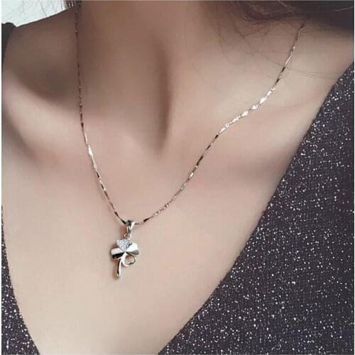 Women Necklaces Pendants Silver 925 Sterling Jewelry Fashion Flower Cubic Zirconia Choker Necklace for Female Wedding