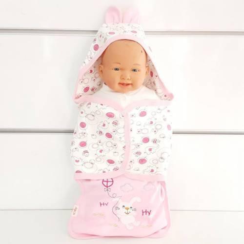 Tavşanlı Pink White Girl Baby Swaddle Blanket