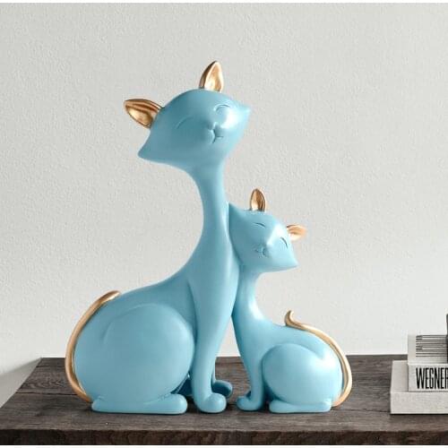 RESIN CAT FIGURINES MINIATURES DECORATIVE ANIMALS DESKTOP GIFT CAT STATUE ORNAMENTS HOME DECORATION CASA LIVING ROOM ACCESSORIES