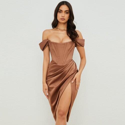 High Quality Satin Bodycon Dress Women Party Dress 2021 New Arrivals Midi House of Cb Bodycon Dress Celebrity Evening Club Dress